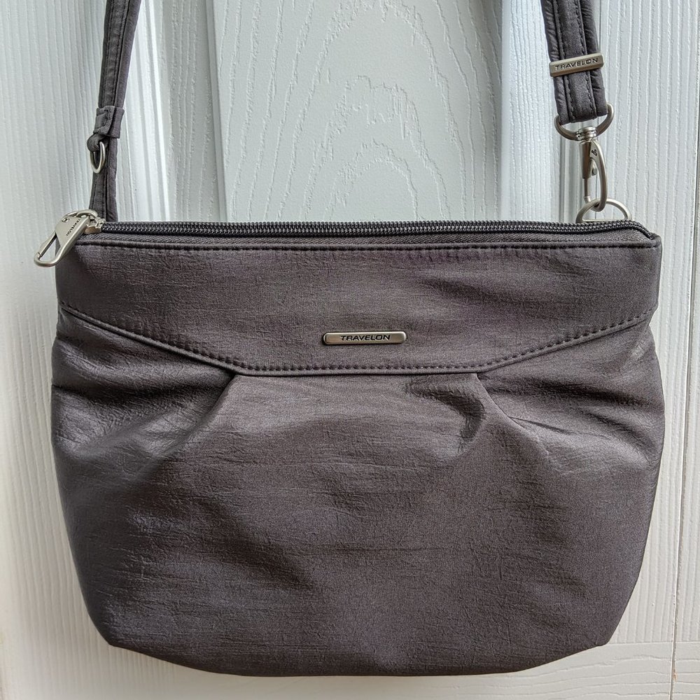 Gray / grey Travelon crossbody purse bag